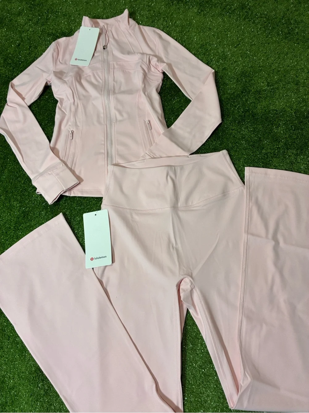 lululemon athletica Women's Light Pink Jacket & Flare Leggings Set Size 4